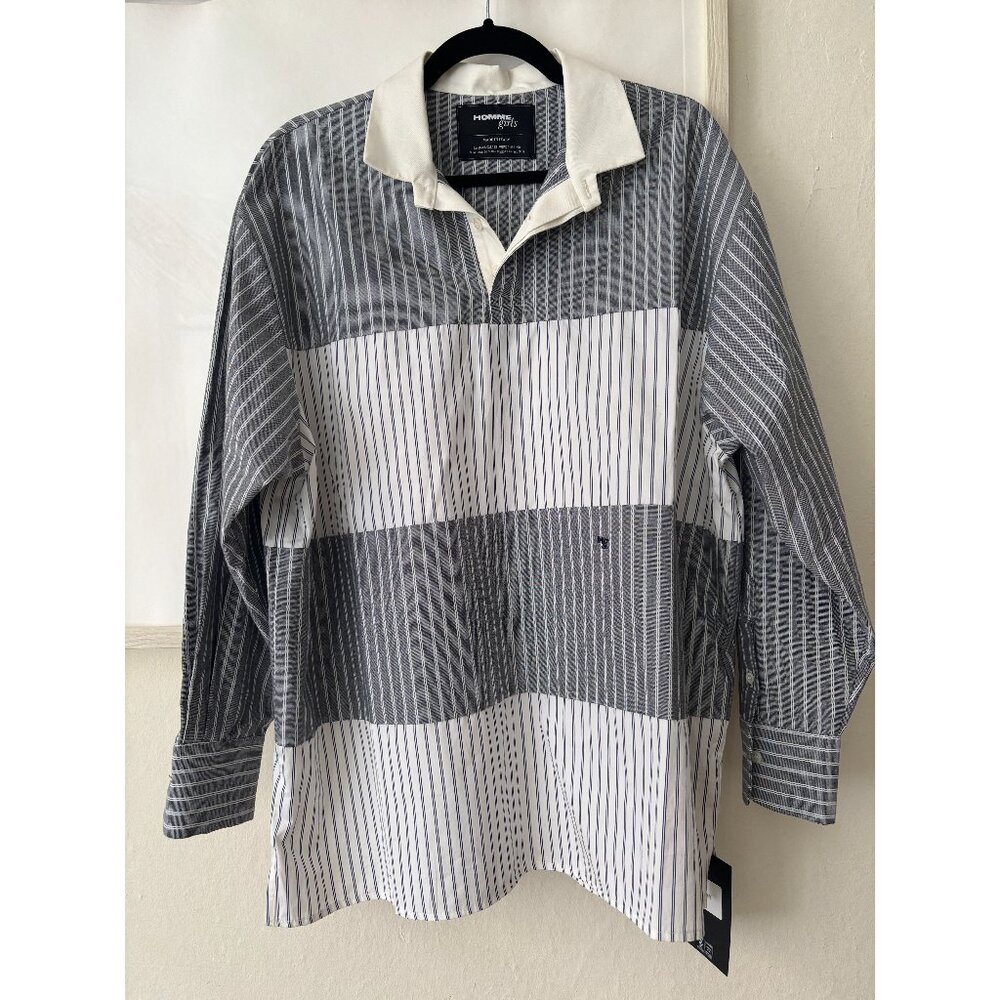 Hommegirls Shirting Rugby in Black White Combo, M